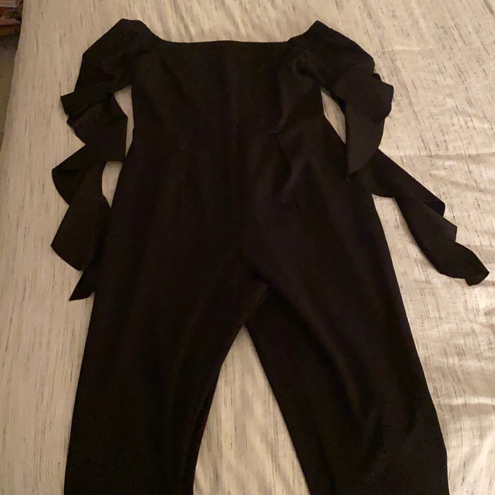 Black off the shoulder jumpsuit